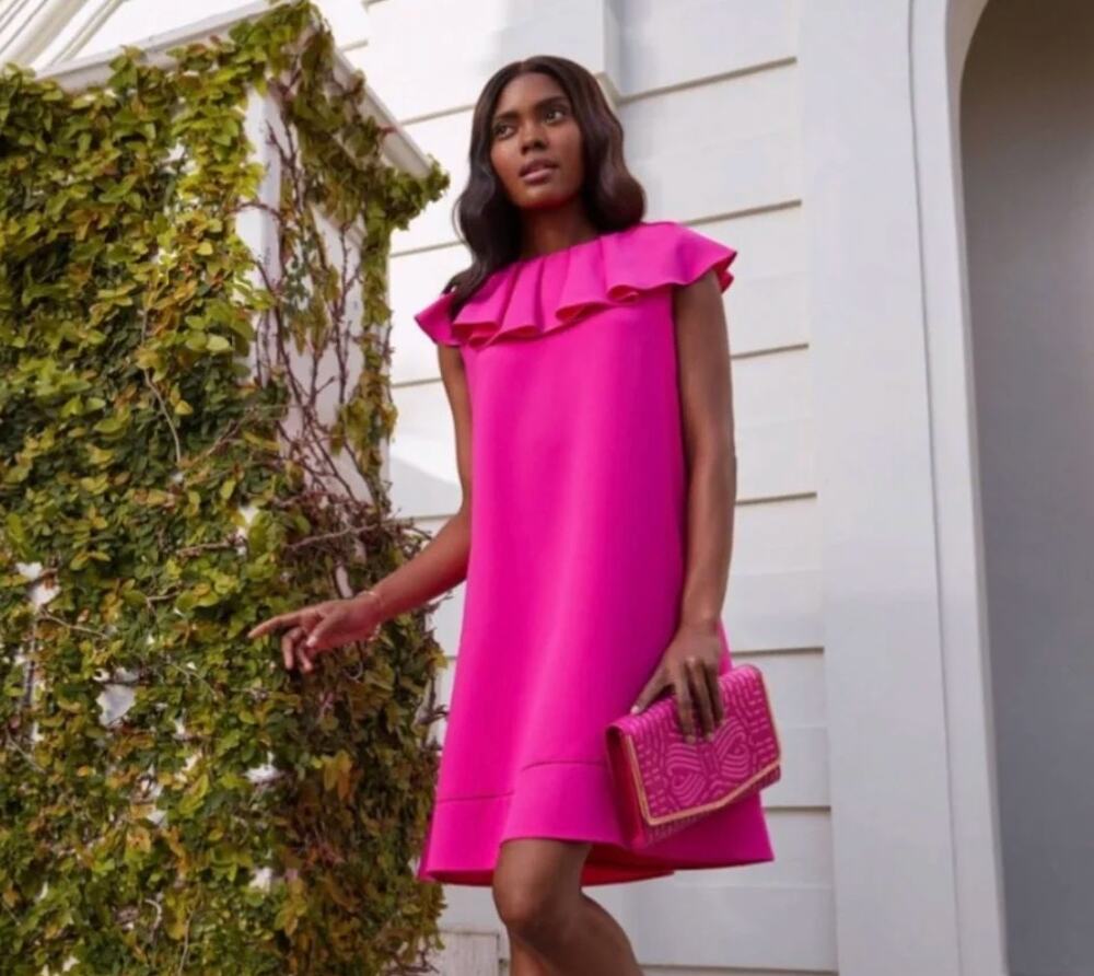 NWT Ted Baker Fushia Ruffle Shift Dress